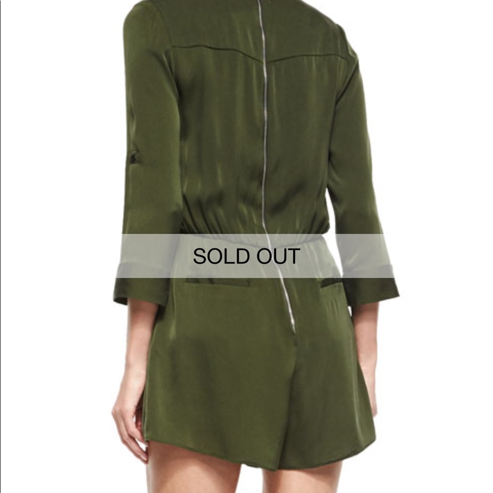 Alice + Olivia Army Green Silk Romper 6 - Picture 7 of 7